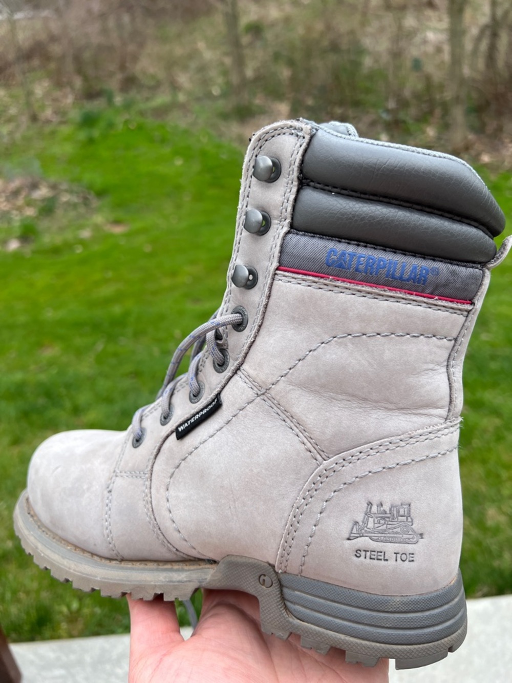 CAT Caterpillar Women’s Steel Toe Waterproof Suede Leather Work Boots Anti Slip